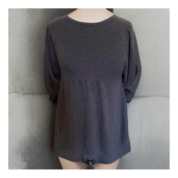 Max Studio Gray Puff Short Sleeve Sweater - Picture 2 of 4